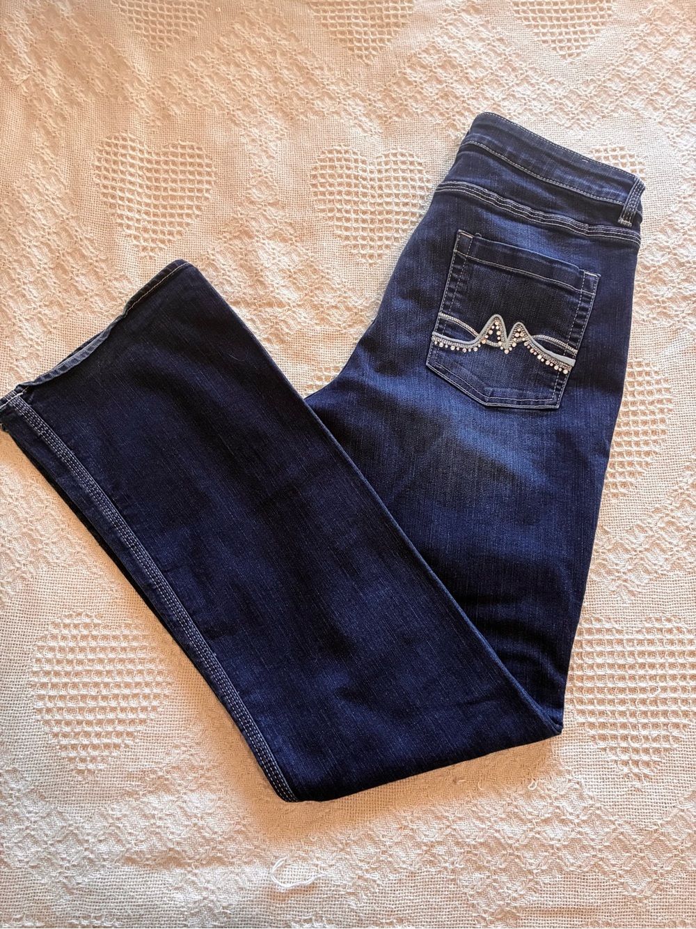 NY & C Blue Jeans Curvy Bootcut Low Rise Embellished Pockets Women’s Sz 10